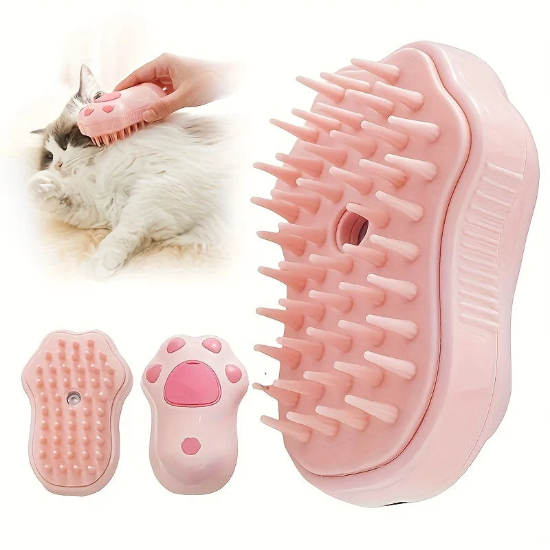 3-in-1 Electric Steam Brush – Groom, Massage & Remove Pet Hair for Cats & Dogs