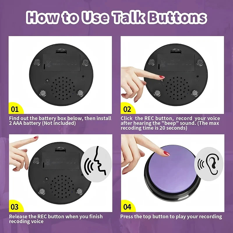 Dog Communication Buttons – 30s Voice Record & Playback for Pet Training