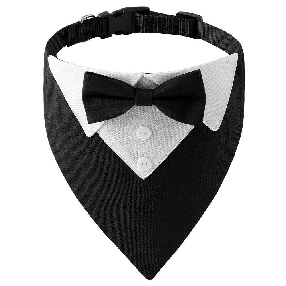 Sucado Bow Tie Dog Collar – Adjustable Formal Tuxedo Bandana for Puppies