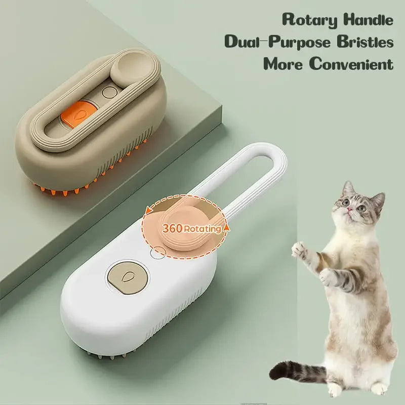 3-in-1 Electric Steam Brush – Groom, Massage & Remove Hair for Cats & Dogs