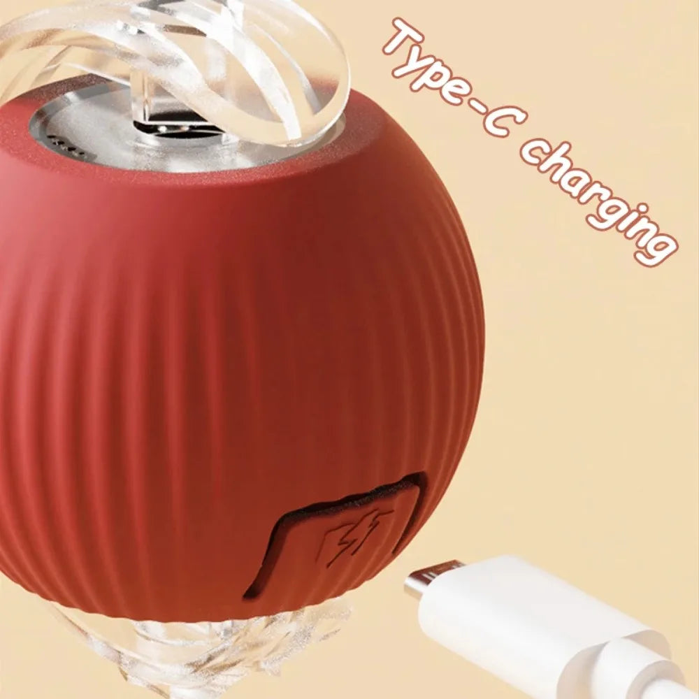 Smart Interactive Cat Ball – Rechargeable Rolling Toy with Faux Tail