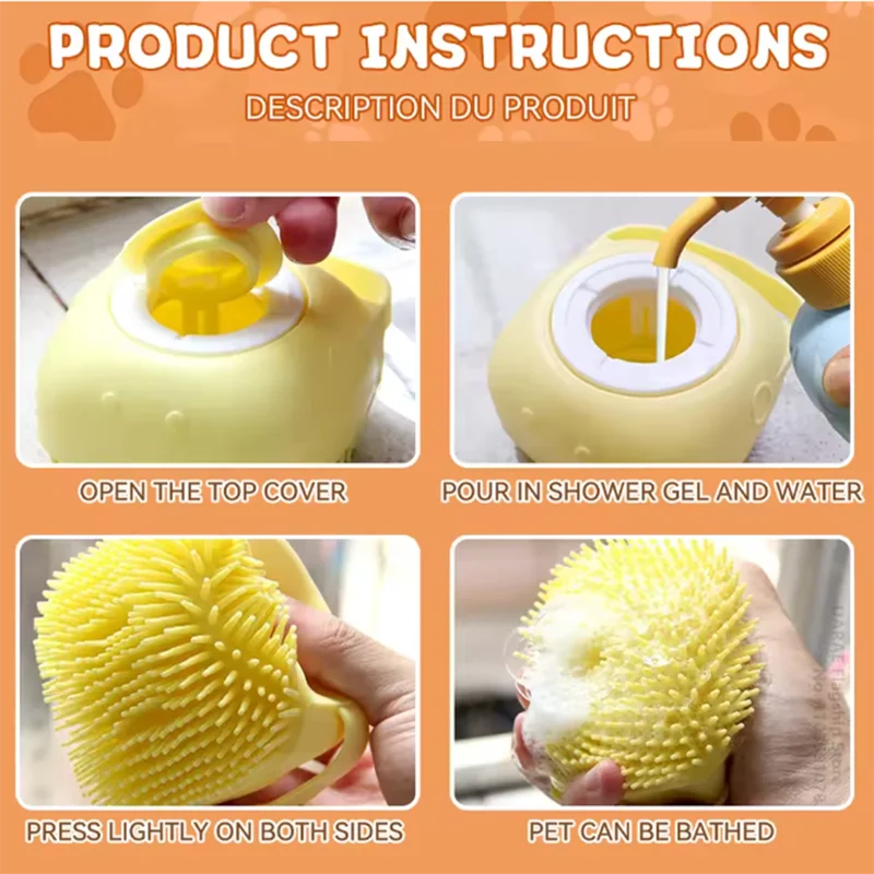 Multifunctional Pet Bath & Massage Brush – Soft Silicone for Dogs & Cats