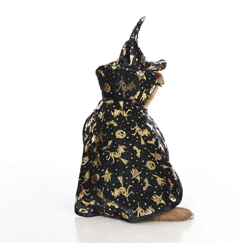 Halloween Witch Costume for Cats & Small Dogs – Hat & Cape Set
