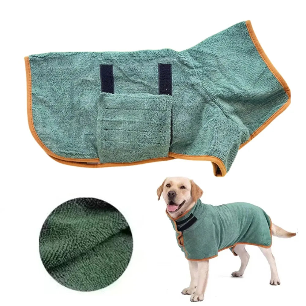 Quick-Dry Pet Bathrobe & Towel – Absorbent Bath Towel for Dogs & Cats