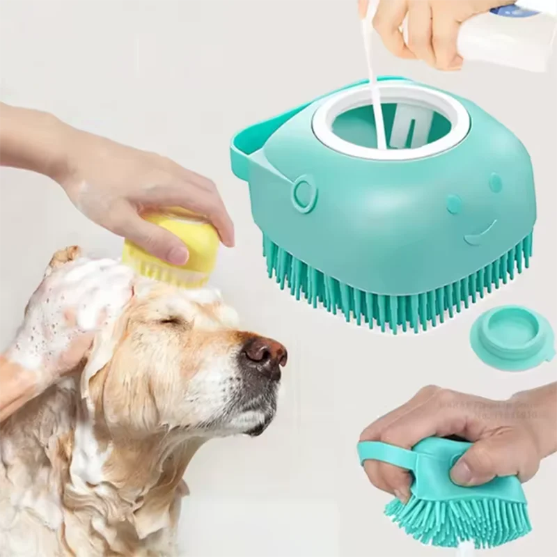 Multifunctional Pet Bath & Massage Brush – Soft Silicone for Dogs & Cats