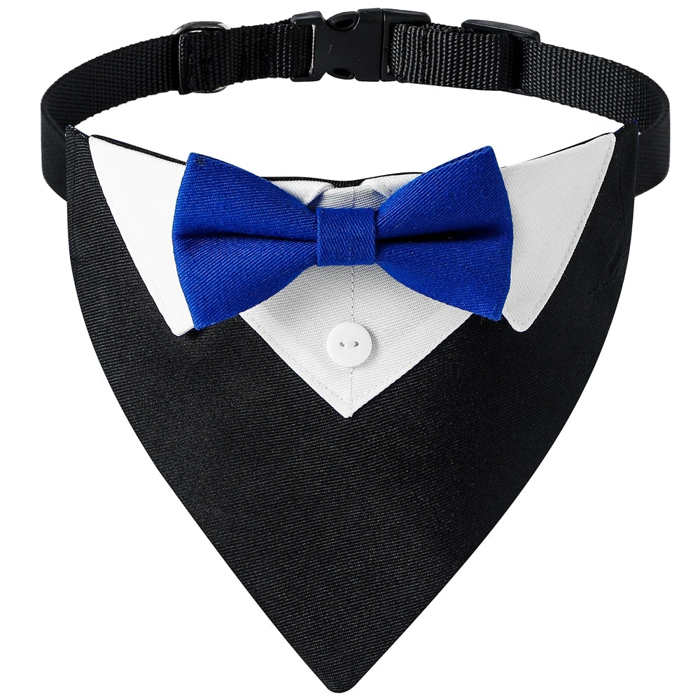 Sucado Bow Tie Dog Collar – Adjustable Formal Tuxedo Bandana for Puppies