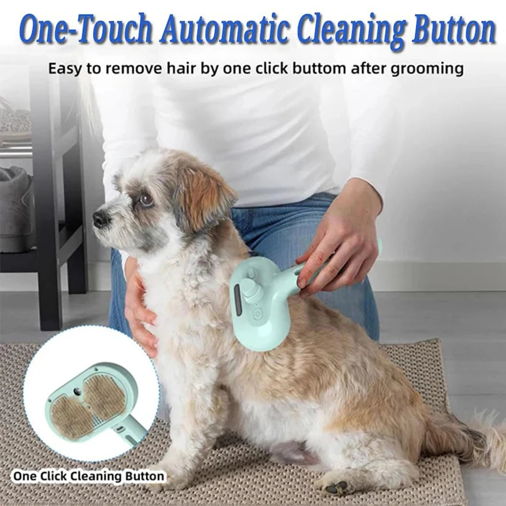 Luxury Dog Steam Grooming Brush – Spray, Massage & Reduce Shedding