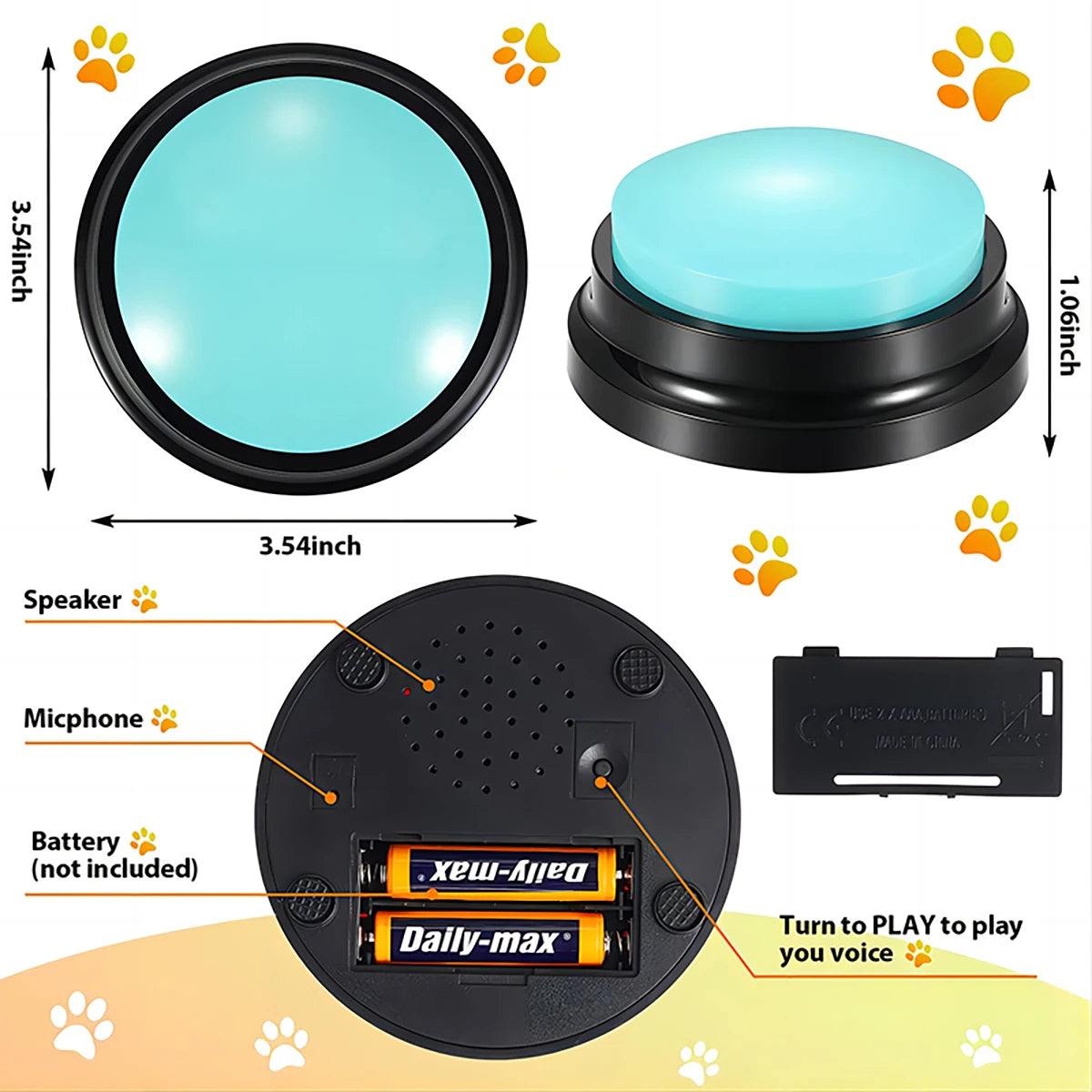 Dog Communication Buttons – 30s Voice Record & Playback for Pet Training