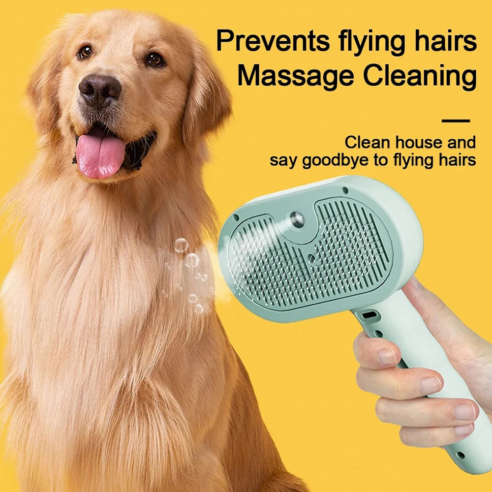 Luxury Dog Steam Grooming Brush – Spray, Massage & Reduce Shedding