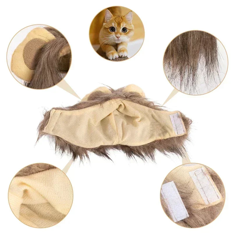 Cute Lion Mane Costume for Cats & Small Dogs – Wig Hat Cosplay