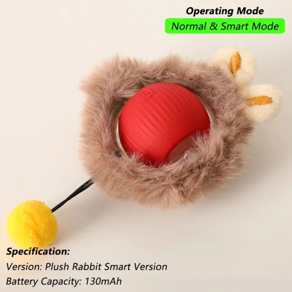 Smart Interactive Cat Ball – Rechargeable Rolling Toy with Faux Tail