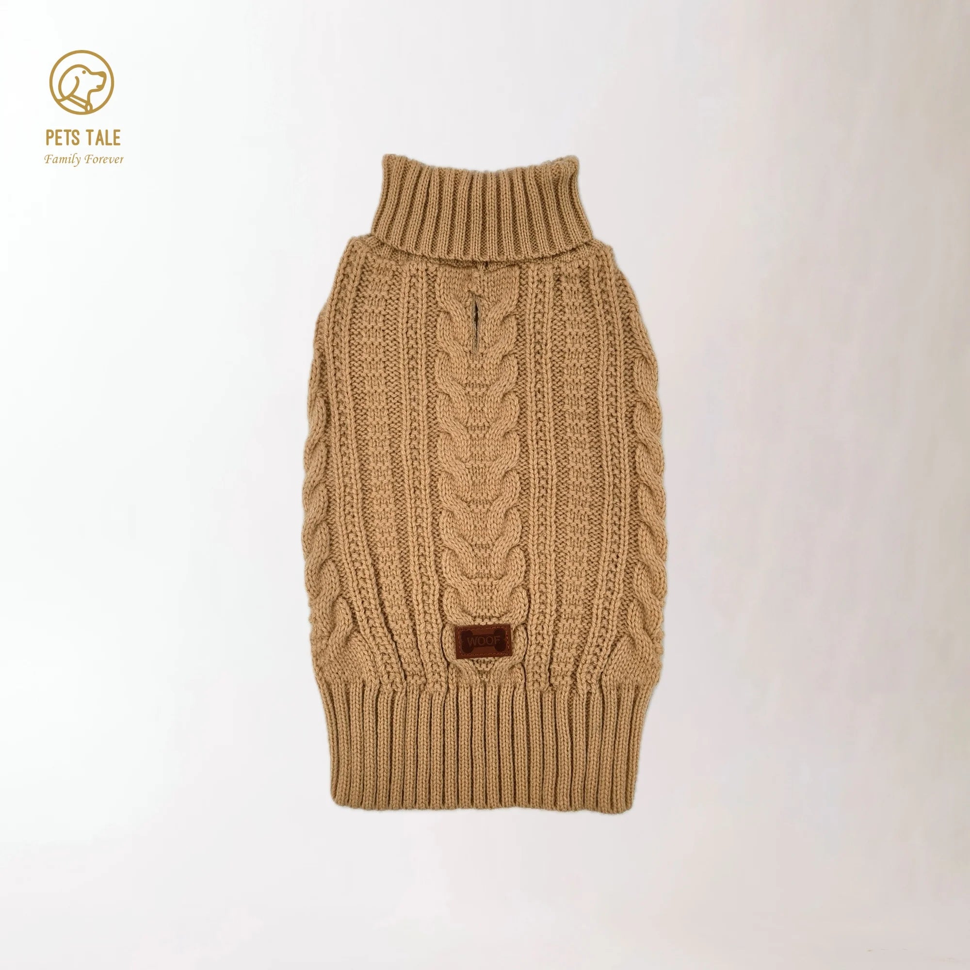 Cable Knit Dog Sweater – Soft High Collar with Leash Hole, 4 Colors