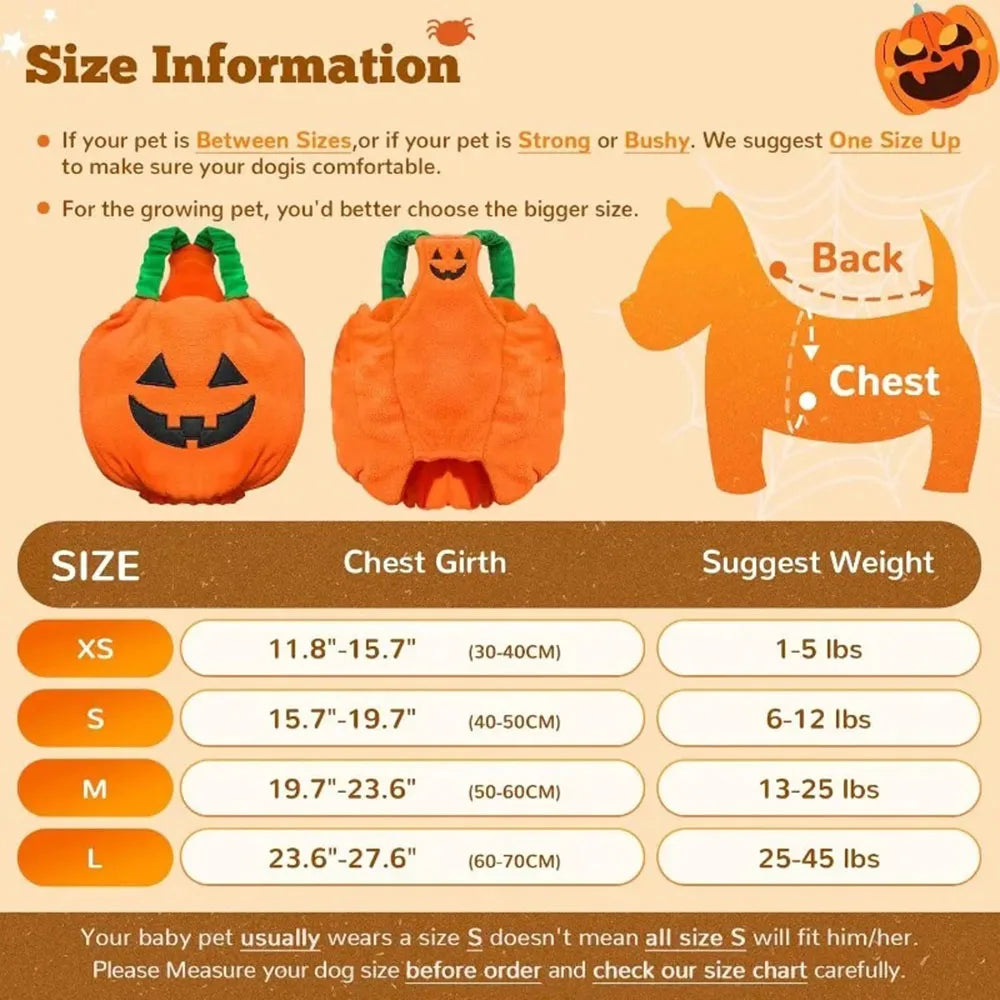 Halloween Pumpkin Costume for Cats & Dogs – Cute Hat & Vest
