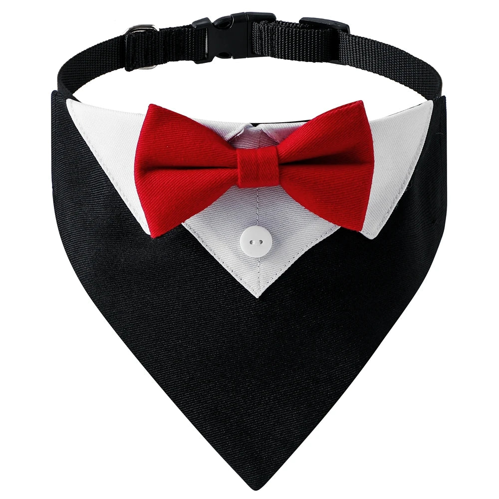 Sucado Bow Tie Dog Collar – Adjustable Formal Tuxedo Bandana for Puppies