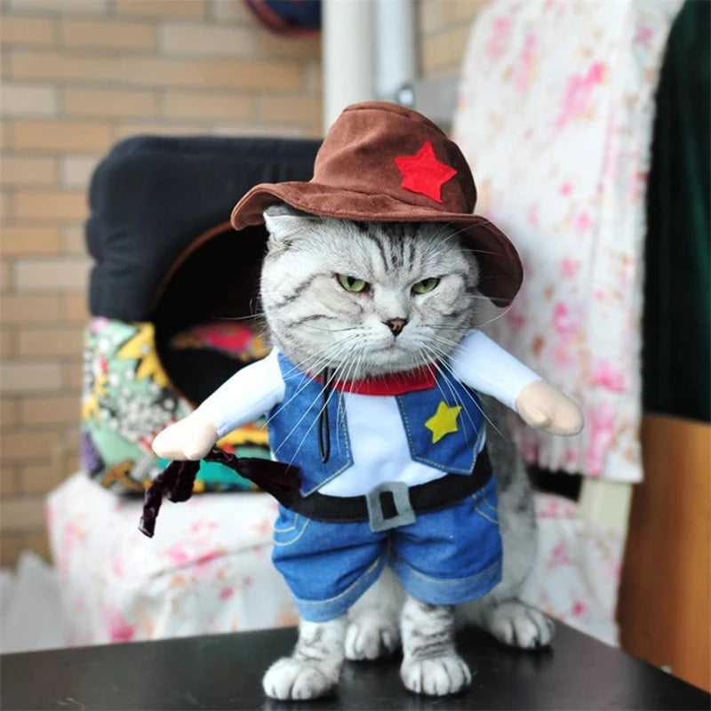 Cowboy Hoodie Costume for Cats & Dogs – Funny Halloween Jumpsuit