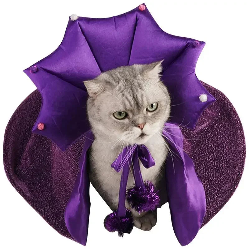 Halloween Cat & Dog Costume – Wizard Cloak with Witch Hat (S/M)