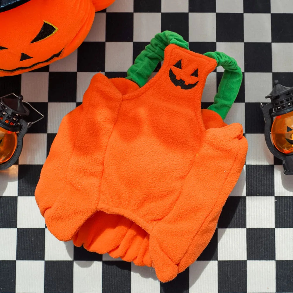 Halloween Pumpkin Costume for Cats & Dogs – Cute Hat & Vest