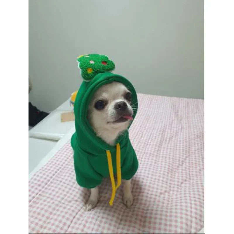 Christmas Pet Hoodie – Warm Santa & Elk Coat for Small & Medium Dogs & Cats
