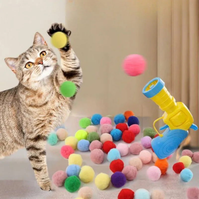 Interactive Cat Plush Ball Shooter – Fun & Quiet Toy for Kittens