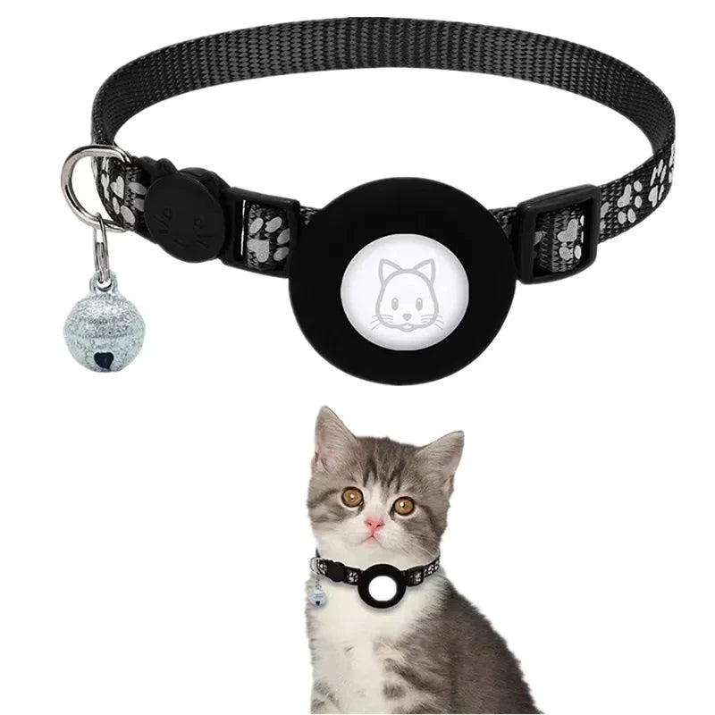 Adjustable Cat Collar with Airtag Holder & Bell – Reflective Safety Collar for Kittens & Puppies (7–12 in)