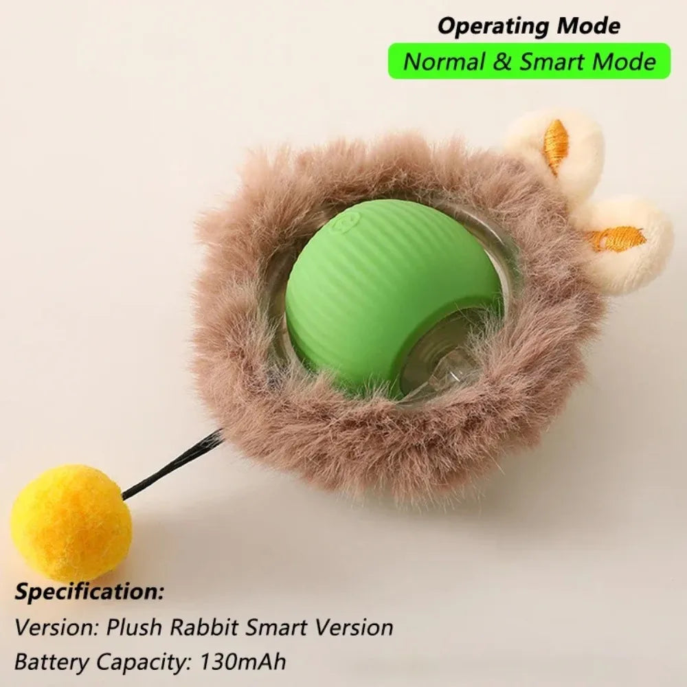 Smart Interactive Cat Ball – Rechargeable Rolling Toy with Faux Tail
