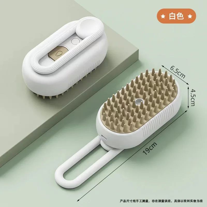3-in-1 Electric Steam Brush – Groom, Massage & Reduce Shedding for Cats & Dogs