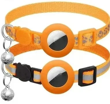 Adjustable Cat Collar with Airtag Holder & Bell – Reflective Safety Collar for Kittens & Puppies (7–12 in)