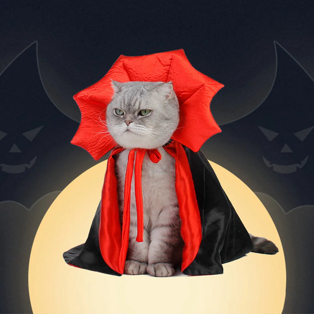 Cute Halloween Pet Vampire Cloak – Small Dog & Cat Costume
