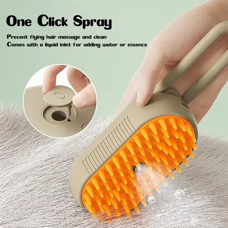 3-in-1 Electric Steam Brush – Groom, Massage & Remove Hair for Cats & Dogs