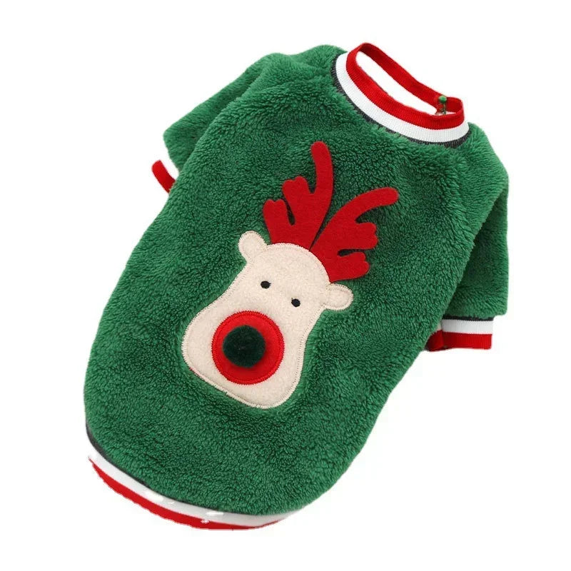 Christmas Pet Hoodie – Warm Santa & Elk Coat for Small & Medium Dogs & Cats