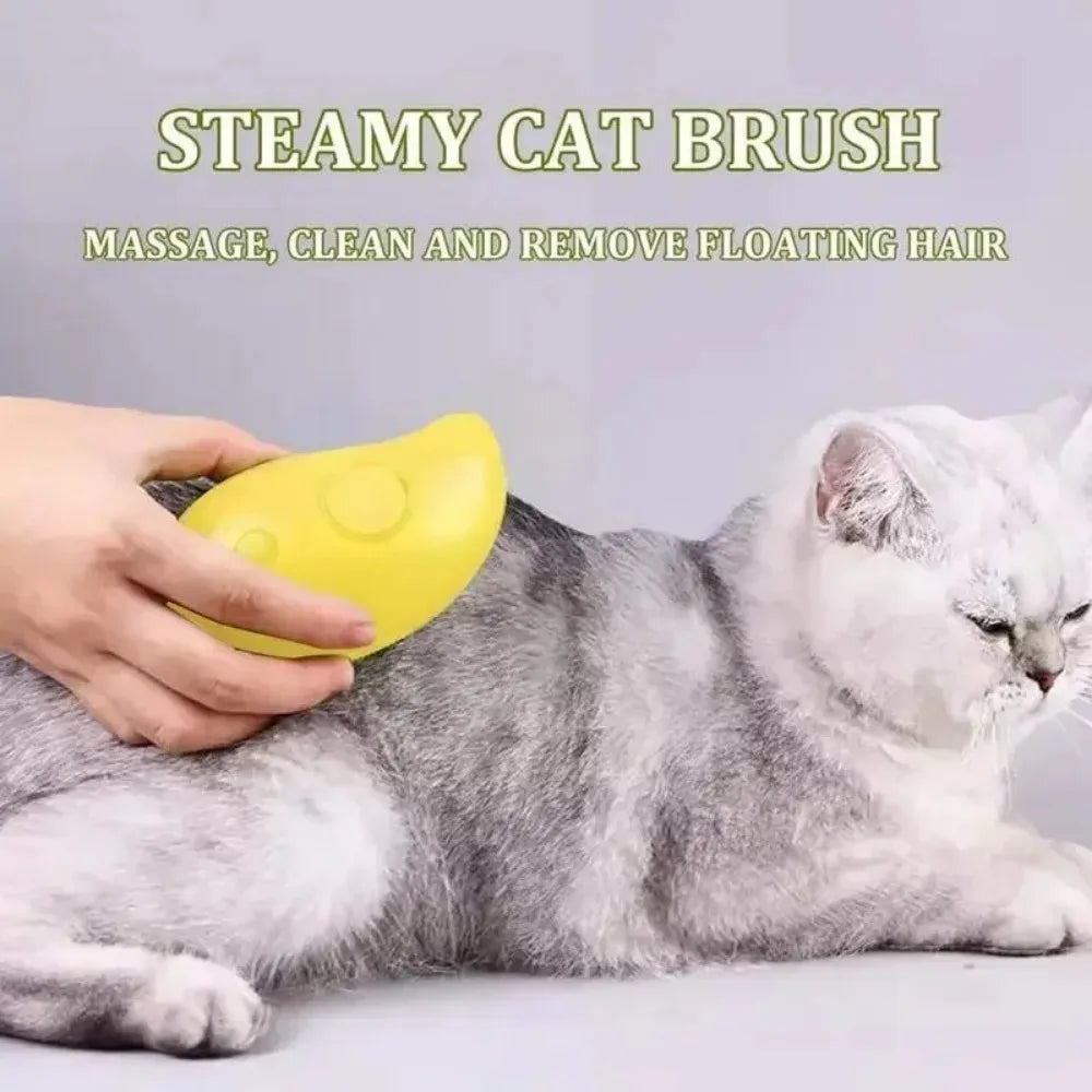 3-in-1 Electric Steam Brush – Groom, Massage & Reduce Shedding for Cats & Dogs