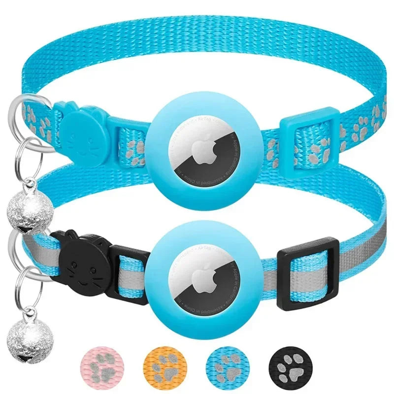 Adjustable Cat Collar with Airtag Holder & Bell – Reflective Safety Collar for Kittens & Puppies (7–12 in)