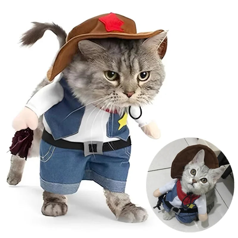 Cowboy Hoodie Costume for Cats & Dogs – Funny Halloween Jumpsuit