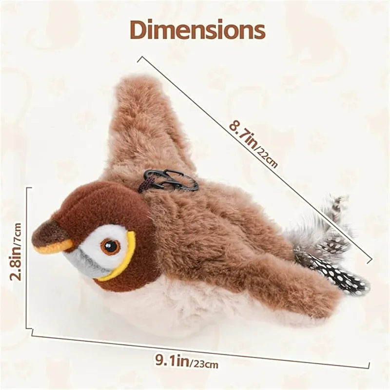 Interactive Cat Toy – Rechargeable Flapping Bird with Catnip | Touch-Activated Plush Simulation Bird for Cats
