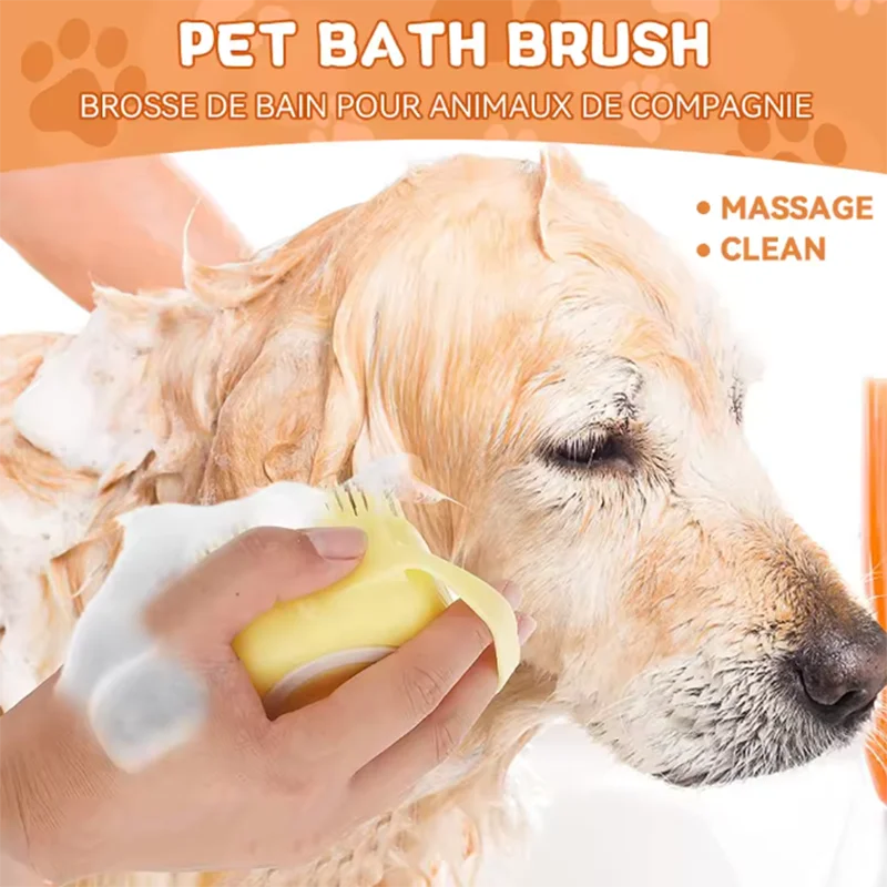 Multifunctional Pet Bath & Massage Brush – Soft Silicone for Dogs & Cats