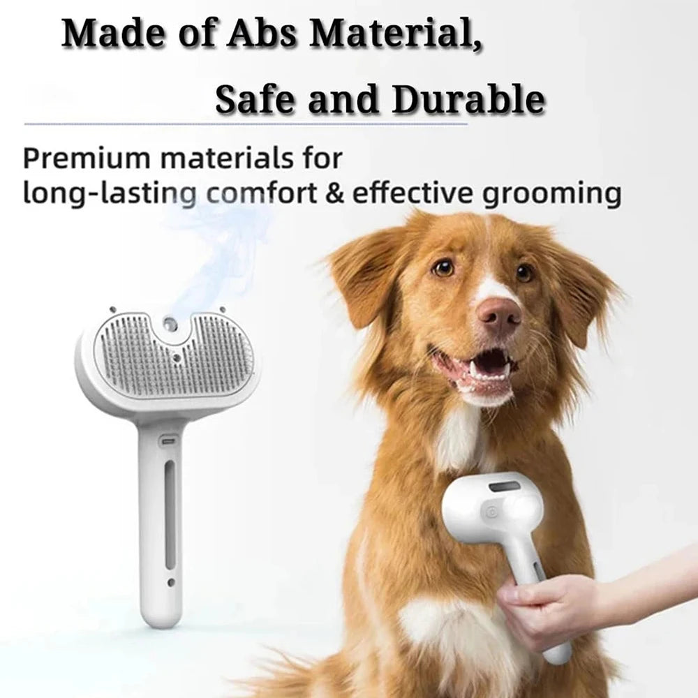 Luxury Dog Steam Grooming Brush – Spray, Massage & Reduce Shedding