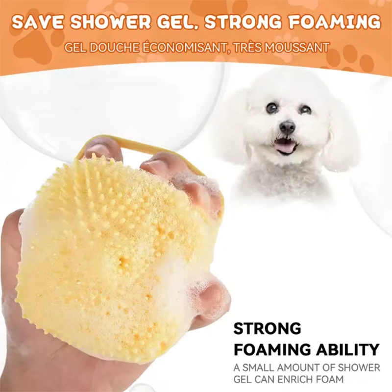 Multifunctional Pet Bath & Massage Brush – Soft Silicone for Dogs & Cats