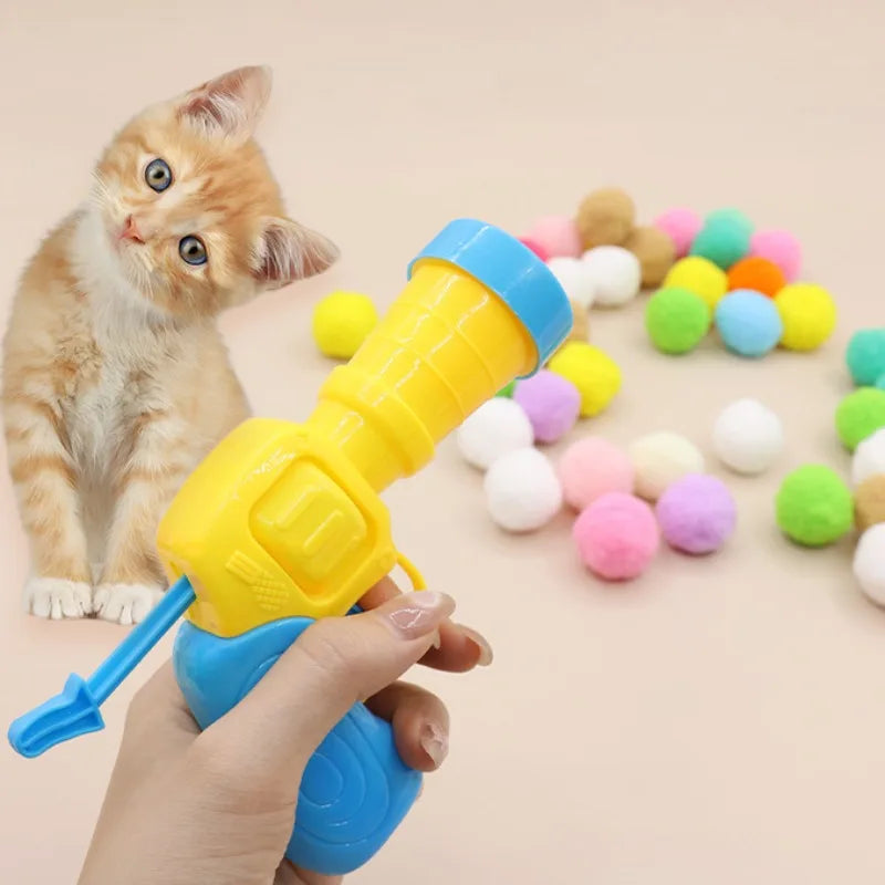 Interactive Cat Plush Ball Shooter – Fun & Quiet Toy for Kittens