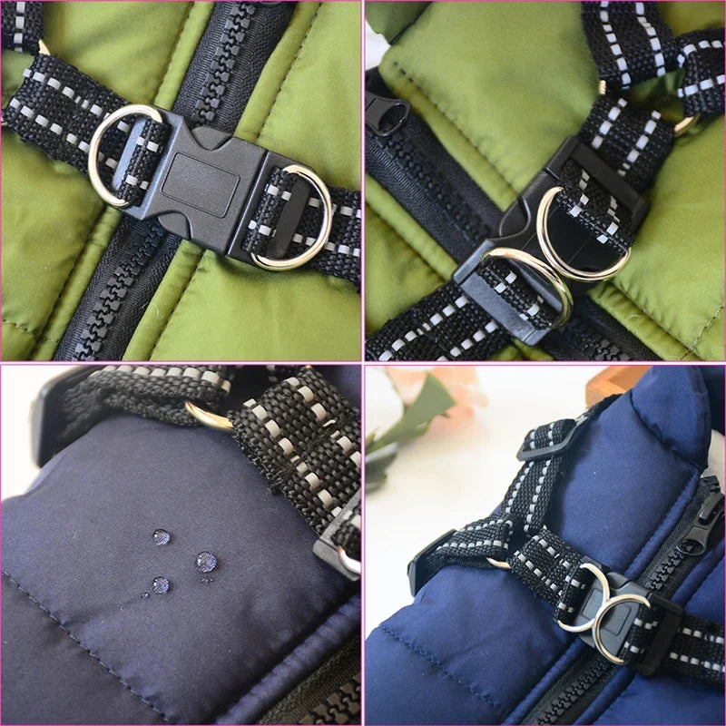 Large Dog Winter Jacket with Harness – Warm & Waterproof Coat for Dogs