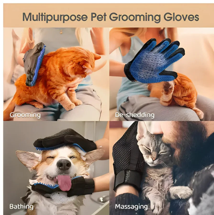 Pet Grooming Glove – Deshedding & Massage Brush for Cats & Dogs