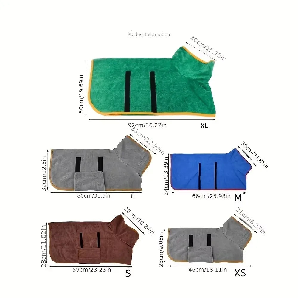 Quick-Dry Pet Bathrobe & Towel – Absorbent Bath Towel for Dogs & Cats