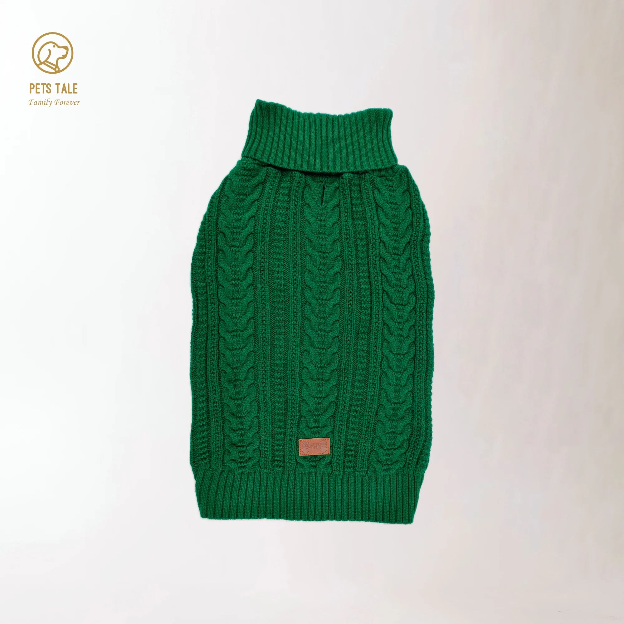 Cable Knit Dog Sweater – Soft High Collar with Leash Hole, 4 Colors