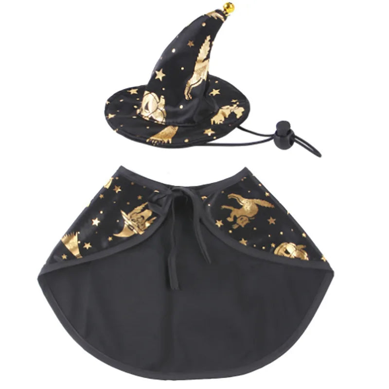 Halloween Witch Costume for Cats & Small Dogs – Hat & Cape Set