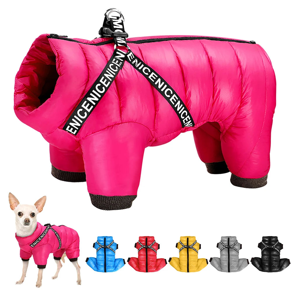 Winter Dog Jacket with Harness – Super Warm & Waterproof Coat for Small & Medium Dogs