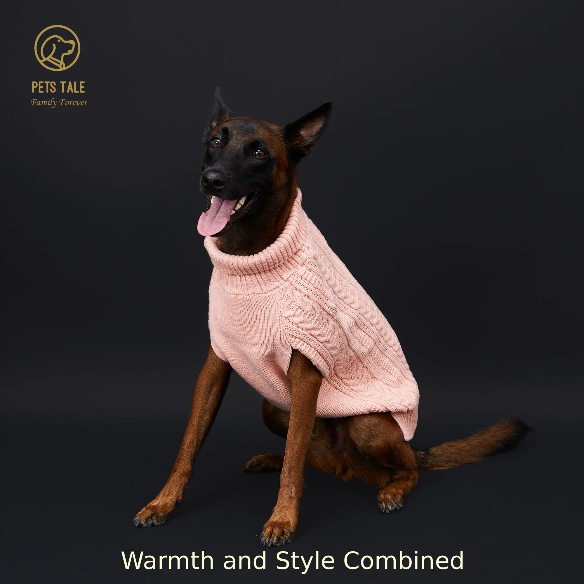 Cable Knit Dog Sweater – Soft High Collar with Leash Hole, 4 Colors